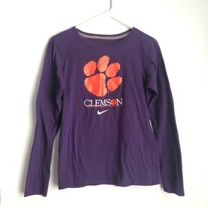 NIKE CLEMSON Slim Fit Cotton Long Sleeve T Shirt